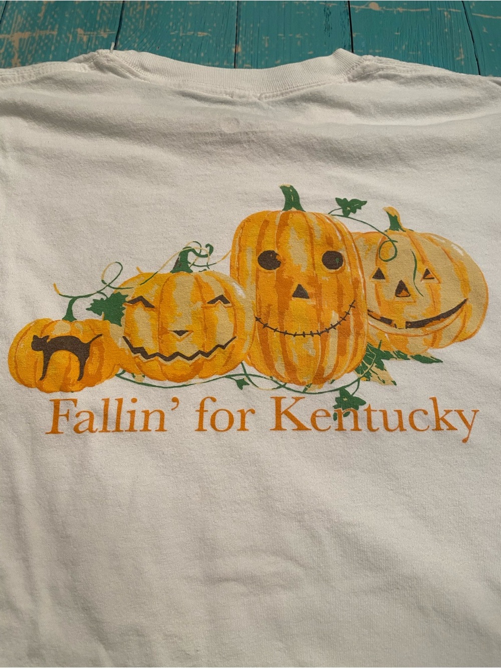 Cute White Pumpkin 'Fallin' for Kentucky' Graphic Tee
